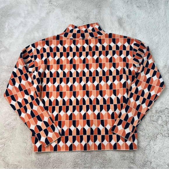 Anthropologie Maeve Carys Mock Neck Sweater Orange Geometric Size XS - Picture 8 of 9